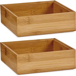 2 Stuks Kast/lade/make-up organizers bamboe hout bakje 15 x 15 x 5 cm - Make-up dozen