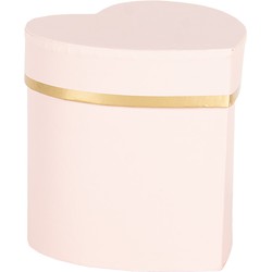 Clayre & Eef Geschenkdoos 10x10x10 cm Roze Karton Hartvormig