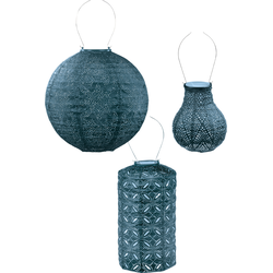 Lumiz Solar Buitenlampionnen Petrol Set - 3 stuks