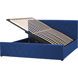 ROCHEFORT - Tweepersoonsbed - Marineblauw - 160 x 200 cm - Fluweel