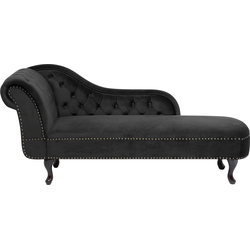 Beliani NIMES - Chaise longue-Zwart-Fluweel