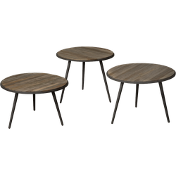 Tower living Turi table set (3) - 54x54/45/40/35 - recl. teak wine