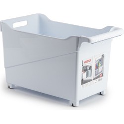 Plasticforte opberg Trolley Container - wit - op wieltjes - L45 x B24 x H27 cm - kunststof - Opberg trolley