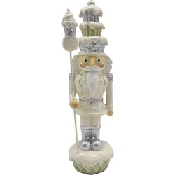 Clayre & Eef Beeld Notenkraker 16 cm Beige Zilverkleurig Polyresin Kerstdecoratie