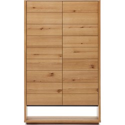 Kave Home - Alguema hoge buffetkast 2 deuren in eiken fineer met natuurlijke afwerking 100 x 163,5 cm