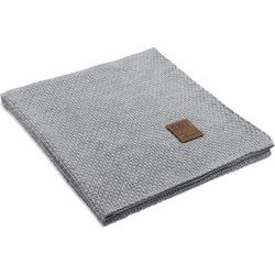 Knit Factory Jesse Gebreid Plaid - Woondeken - Kleed - Licht Grijs - 160x130 cm