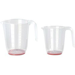 PlasticForte maatbekers set - 2x - 500ml/1L - kunststof - Maatbekers