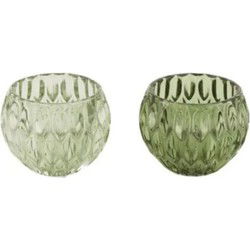 Theelichthouder glas l8b8h6 cm multi