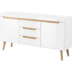 Meubella Dressoir Nebraska - Wit - Eiken - 160 cm