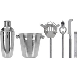 Zilveren RVS barset / cocktailset / giftset met cocktailshaker 6-delig - Cocktailshakers