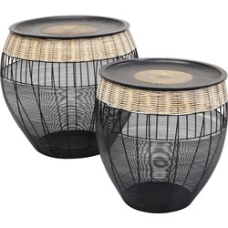 Kare Bijzettafel African Drums set van 2