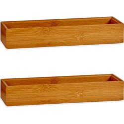 2x Stuks Kast/lade/make-up organizers bamboe hout bakje 30 x 7 x 5 cm - Make-up dozen