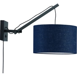 Wandlamp Andes - Bamboe Zwart/Blauw - 50x32x45cm
