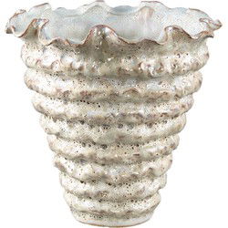 PTMD Nianh Cream Ceramic Pot Irregular Ribbed Round XL