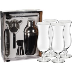 Excellent Houseware cocktails maken set 5-delig met 8x Pina Colada glazen - Cocktailshakers