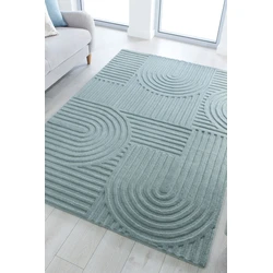 Zen vloerkleed - Japandi - Laagpolig - 100% Wol Modern - Blauw - 120 X 170 CM