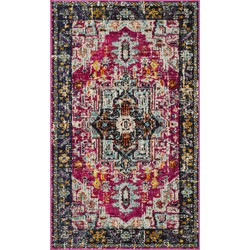 Safavieh Boho Chic Indoor Woven Area Rug, Monaco Collection, MNC253, in Fuchsia & Grey, 122 X 170 cm