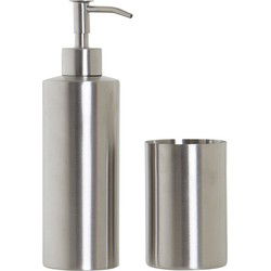 Items Zeeppompje - incl. beker - RVS - 21 cm - Badkameraccessoireset
