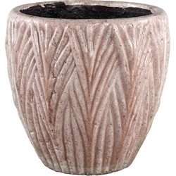 PTMD Talina Light Pink glazed ceramic leaf pot roundXXL