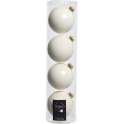 Decoris kerstballen - 4x st - wol wit - D10 cm - glas - Kerstbal