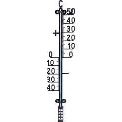 Buiten profiel thermometer zwart van kunststof 10 x 41 cm - Buitenthermometers