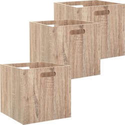 5Five Houten kistje/Opbergmand - 3x - hout - 31 x 31 x 31 cm - 29 liter - inklapbaar - Opbergkisten