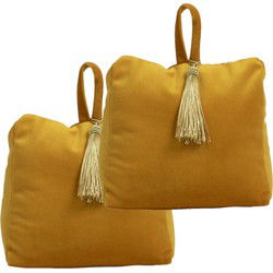 Mars & More Deurstopper - 3x - fluweel - okergeel kleurig - 17 cm - Deurstoppers