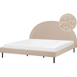 Beliani MARGUT - Tweepersoonsbed-Beige-Bouclé