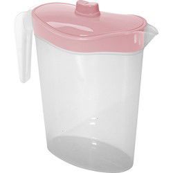 Waterkan/sapkan met deksel in lichtroze - 1,5L - kunststof - Schenkkannen