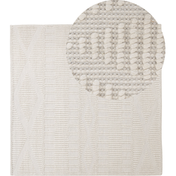 LAPSEKI - Laagpolig vloerkleed - Lichtbeige - 200 x 200 cm - Wol