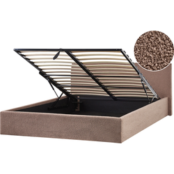 Beliani ORBEY - Tweepersoonsbed-Bruin-Bouclé