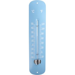 Esschert design thermometer - voor binnen en buiten - lichtblauw - 30 x 7 cm - Celsius/fahrenheit - Buitenthermometers