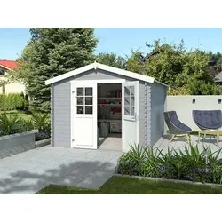 Outdoor life blokhut Norah Platinum Grey-Wit, 275 x 380 cm