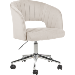 KATONAH - Bureaustoel - Lichtbeige - Fluweel