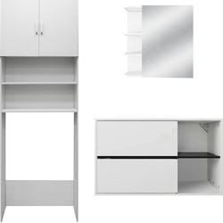 Badkamermeubelset 3-delig moderne stijl wit hout ML-Design