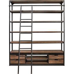 Rootsmann Boekenkast Met Ladder | Hout & Metaal Bruin