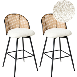 NATHAN - Barkruk set van 2 - Off-white - 99 cm - Bouclé