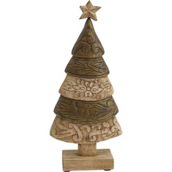 PTMD Xmas Triva natural mango wood carved tree statue S