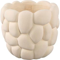 PTMD Bloempot Mikay - 25x25x22 cm - Cement - Wit