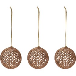 Kerstboomversiering gouden draad kerstballen met glitters 9 cm - Kerstbal