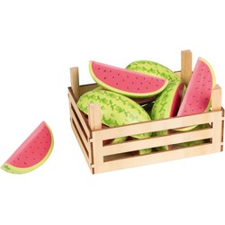 Goki Meloenen in fruitkrat. 8,5 cm hoog. 3+.