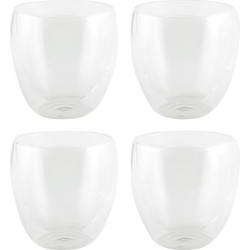 4x Koffie/thee bekers dubbelwandig 200 ml - Koffie- en theeglazen