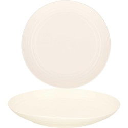 PlasticForte Rond bord/camping bord - 6x - D22 cm - ivoor wit - kunststof - Dinerborden