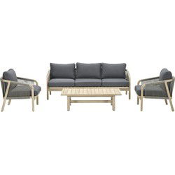 Santos loungeset - 4-delig - acaciahout  white wash-rope dgrijs- mgrey