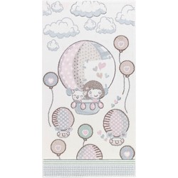 Kinderkamer Vloerkleed, KinderTapijt, SpeelTapijt - Schattig Heteluchtballonnen CUTE LOON - Wit/Roze - 80x150 cm 