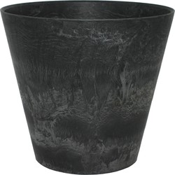 Plantenpot/bloempot in een natuursteen look Dia 22 cm en Hoogte 20 cm zwart - Plantenpotten