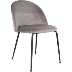 Geneve Dining Chair - Chair in grey velvet with black legs - set of 2