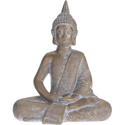 Bouddha beeld zittend - antiek design - goud - 37 cm - voor binnen en buiten - tuinbeelden - Tuinbeelden