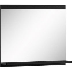 Badplaats Badkamerspiegel Montreal 60 x 12 x 50 cm - Mat zwart - Spiegel met Houten Frame en Planchet