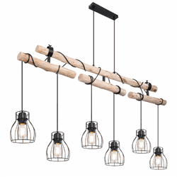 6 lichts-hanglamp roostervormig | Metaal| Hanglamp | Mat zwart | Woonkamer | Eetkamer